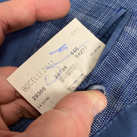 Coppley Blue w/ Grey Windowpane Silk Sport Coat 44 - Picture 7 of 7